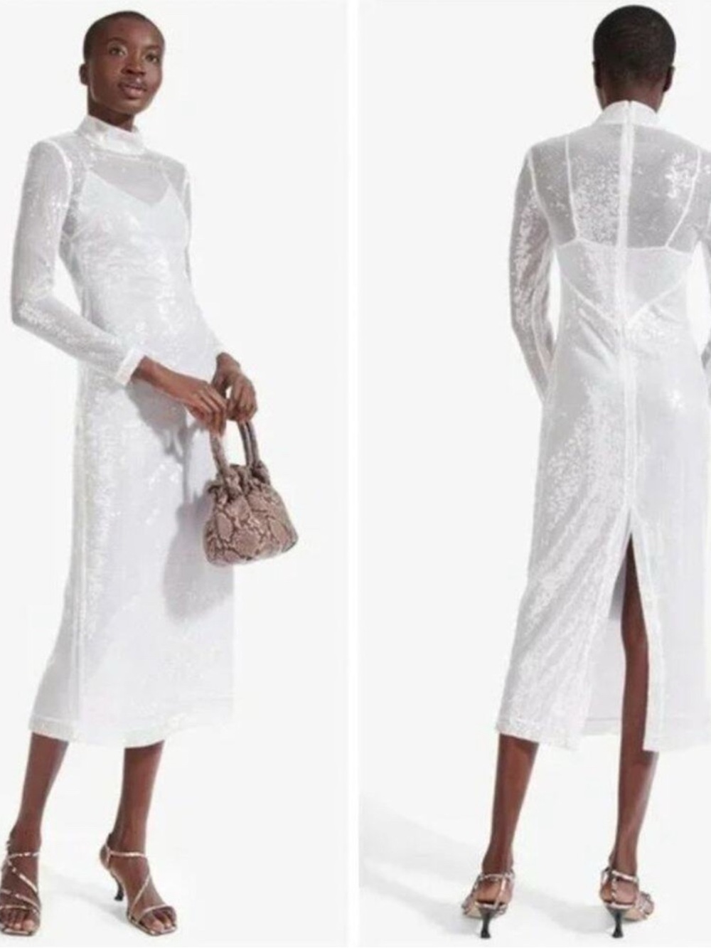 STAUD White Sequin Midi Dress - Picture 4 of 9